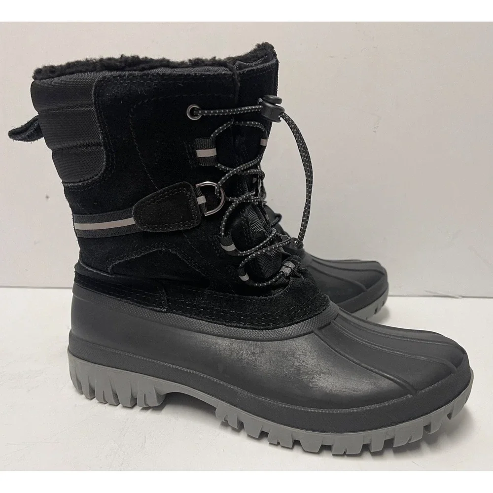 Lands End Youth size 5 Kids Lace Up Black Snow Waterproof Duck Boots‎